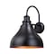 Vaxcel Delano 1 Light Dusk to Dawn Bronze Gold Farmhouse Barn Dome Outdoor Wall Lantern T0319 - alternate 1